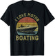 I Love Motor Boating Vintage Funny I Heart Motoboating T-Shirt - T-Shirt | Black
