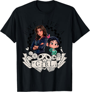 Wreck It Ralph - Race Like A Girl Shank & Vanellope T-Shirt - T-Shirt | Black