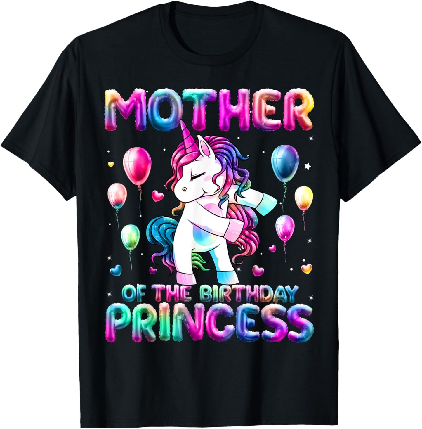 Mother of the Birthday Princess Girl Flossing Unicorn Mom T-Shirt - T-Shirt | Black