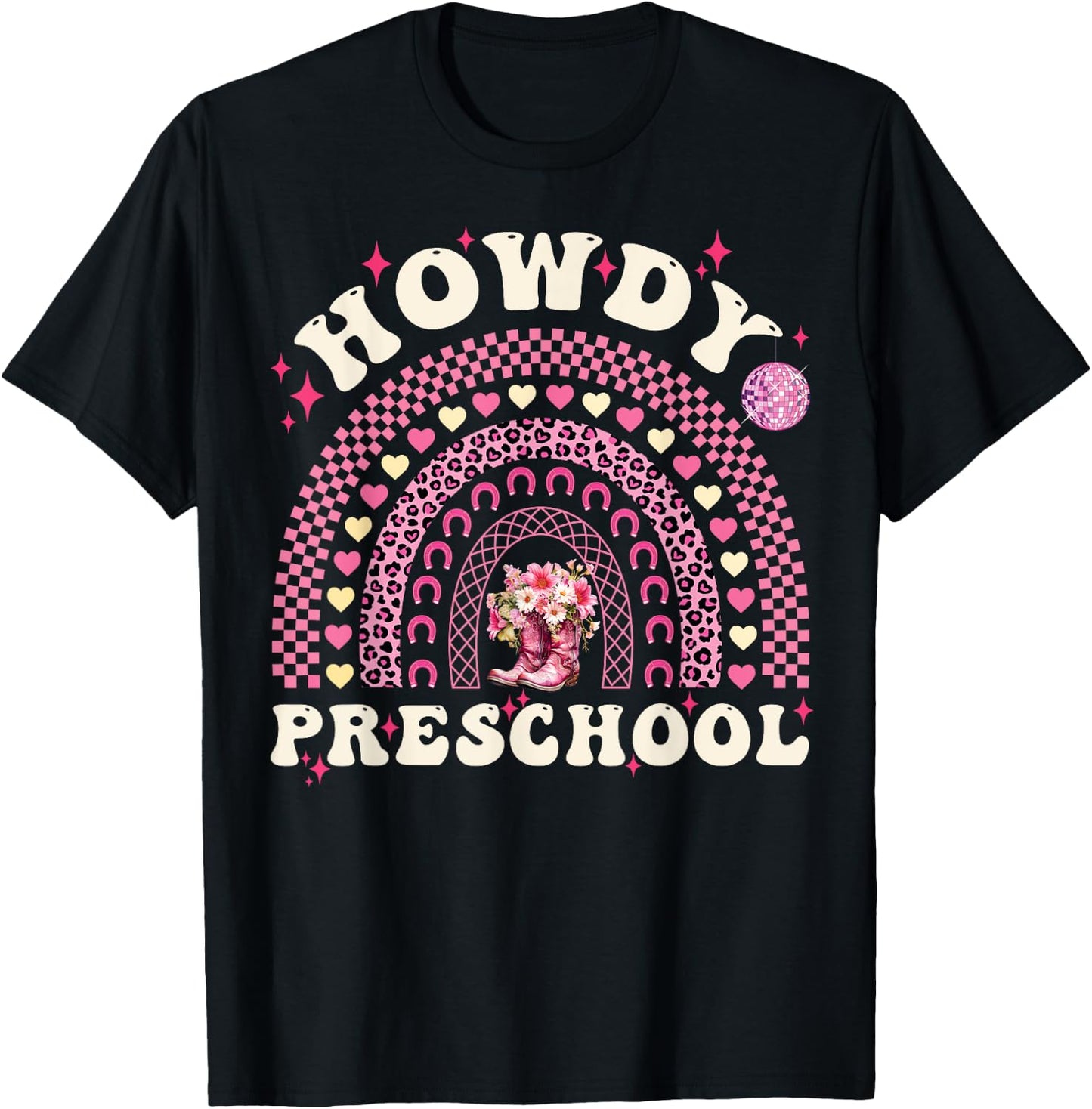 Howdy Preschool Teacher Cowgirl Western Pre-K Back To School T-Shirt - T-Shirt | Black