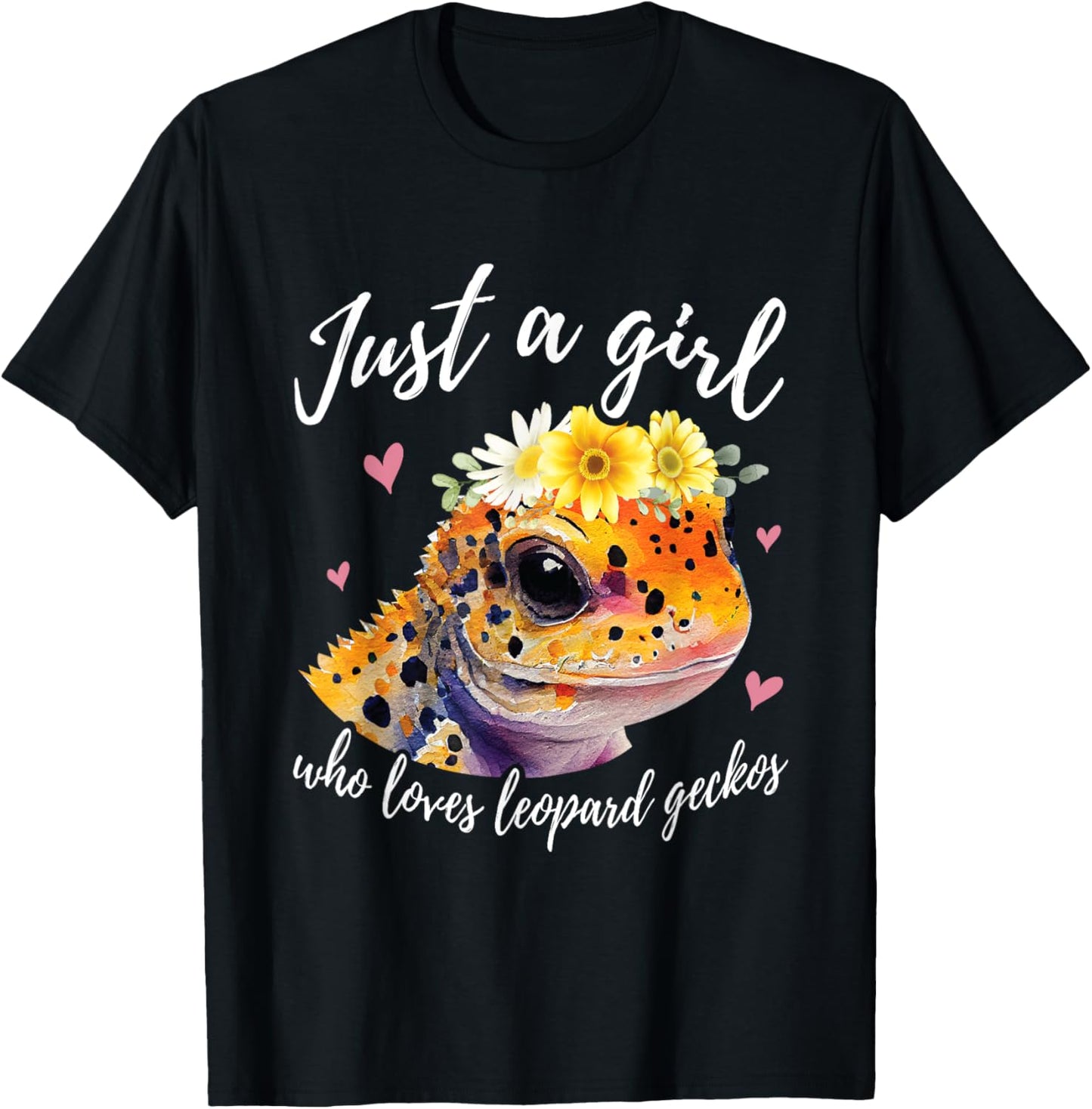Just A Girl Who Loves Leopard Geckos - Funny Lizard Lover T-Shirt - T-Shirt | Black