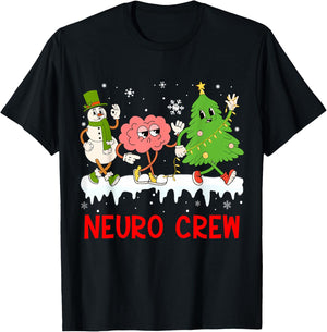 Neuro Crew Funny Christmas Neuro Nurse Brain Neurology Tech T-Shirt - T-Shirt | Black