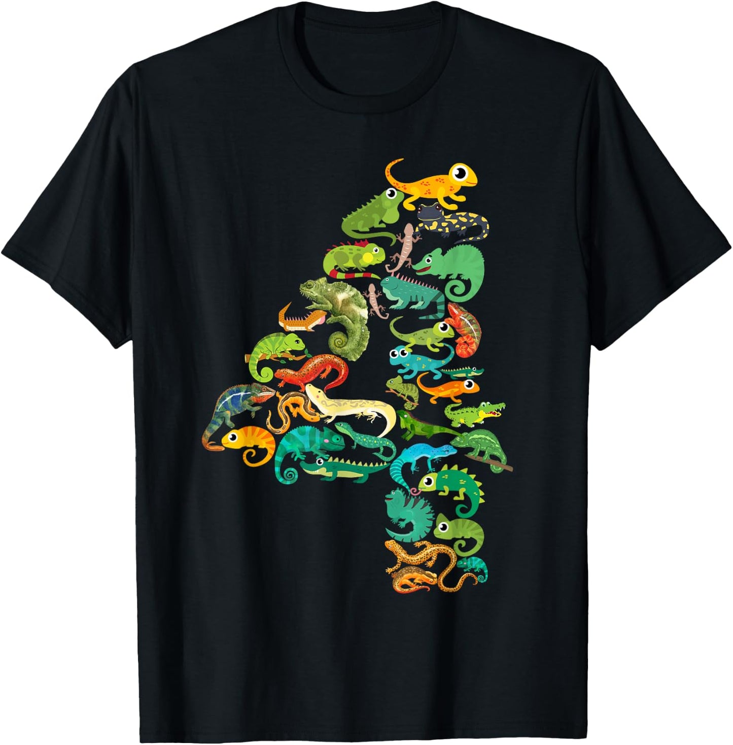 Kids 4th Birthday Reptiles Lizards Themed 4 Year Old Boys T-Shirt - T-Shirt | Black