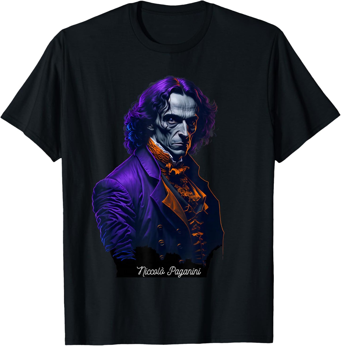 Niccolo Paganini Shirt Portrait Composer Illustration Violin T-Shirt - T-Shirt | Black