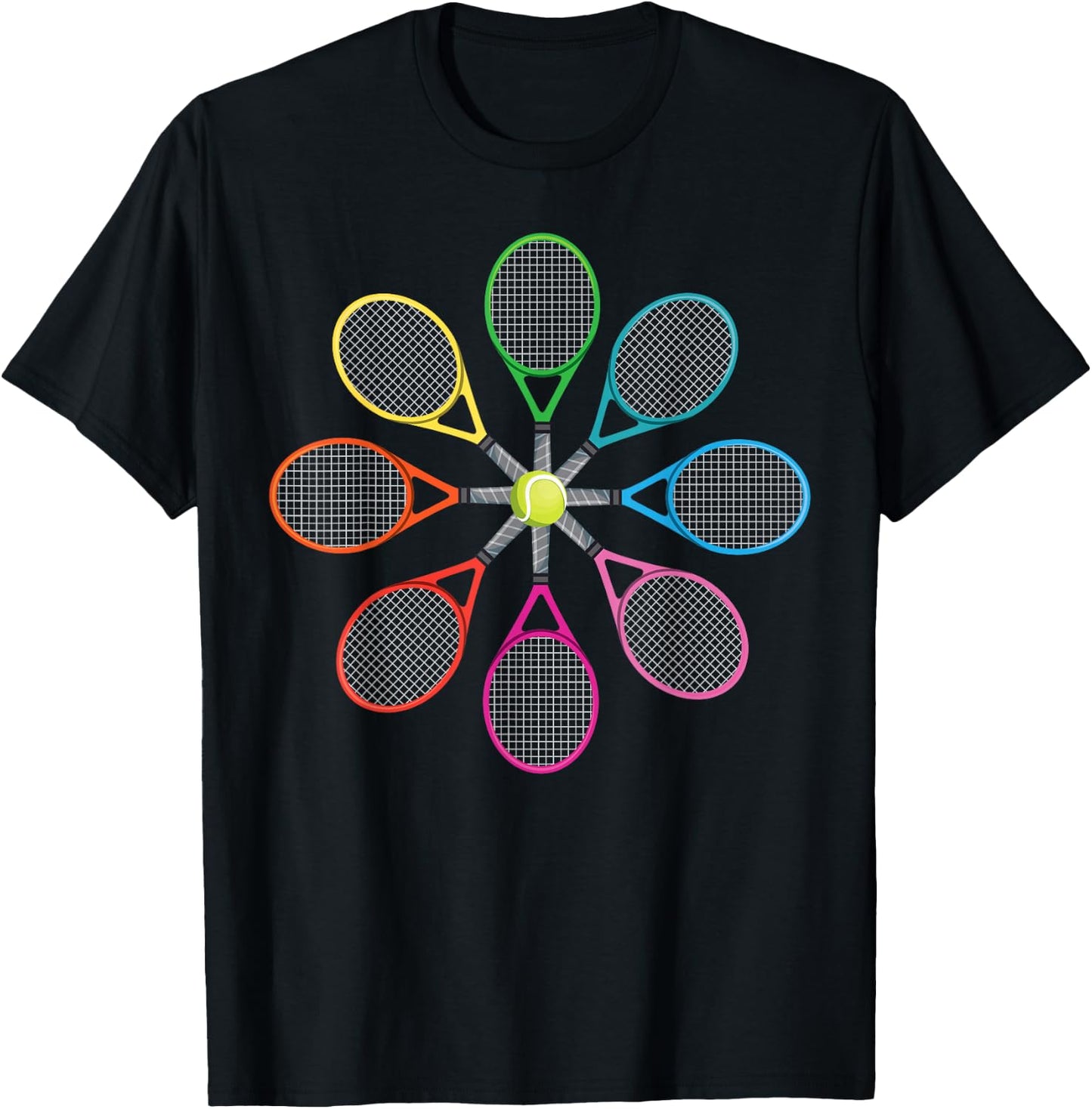 Funny Tennis Player Racket Tennis Rackets T-Shirt - T-Shirt | Black