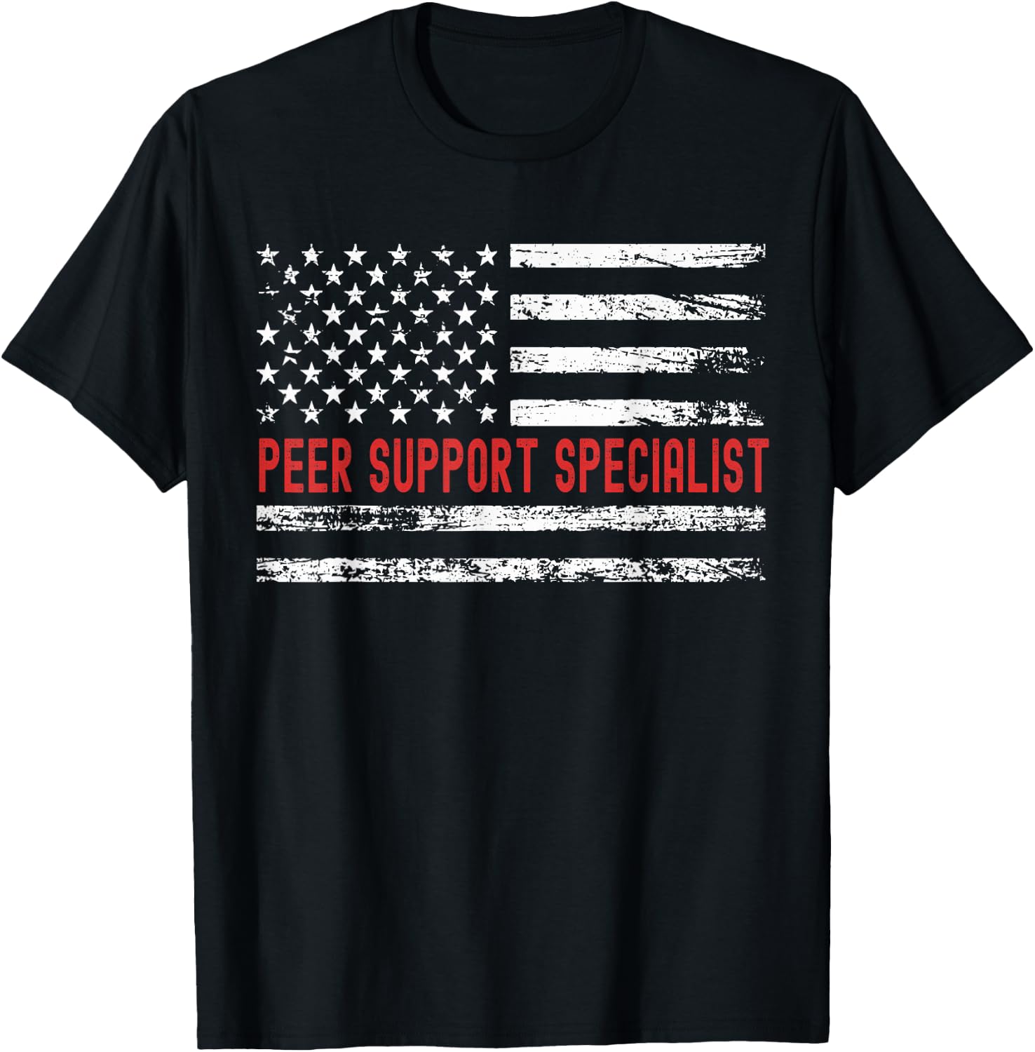 Peer Support Specialist USA Flag Profession Retro Job Title Men T-Shirt - T-Shirt | Black