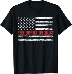 Peer Support Specialist USA Flag Profession Retro Job Title Men T-Shirt - T-Shirt | Black
