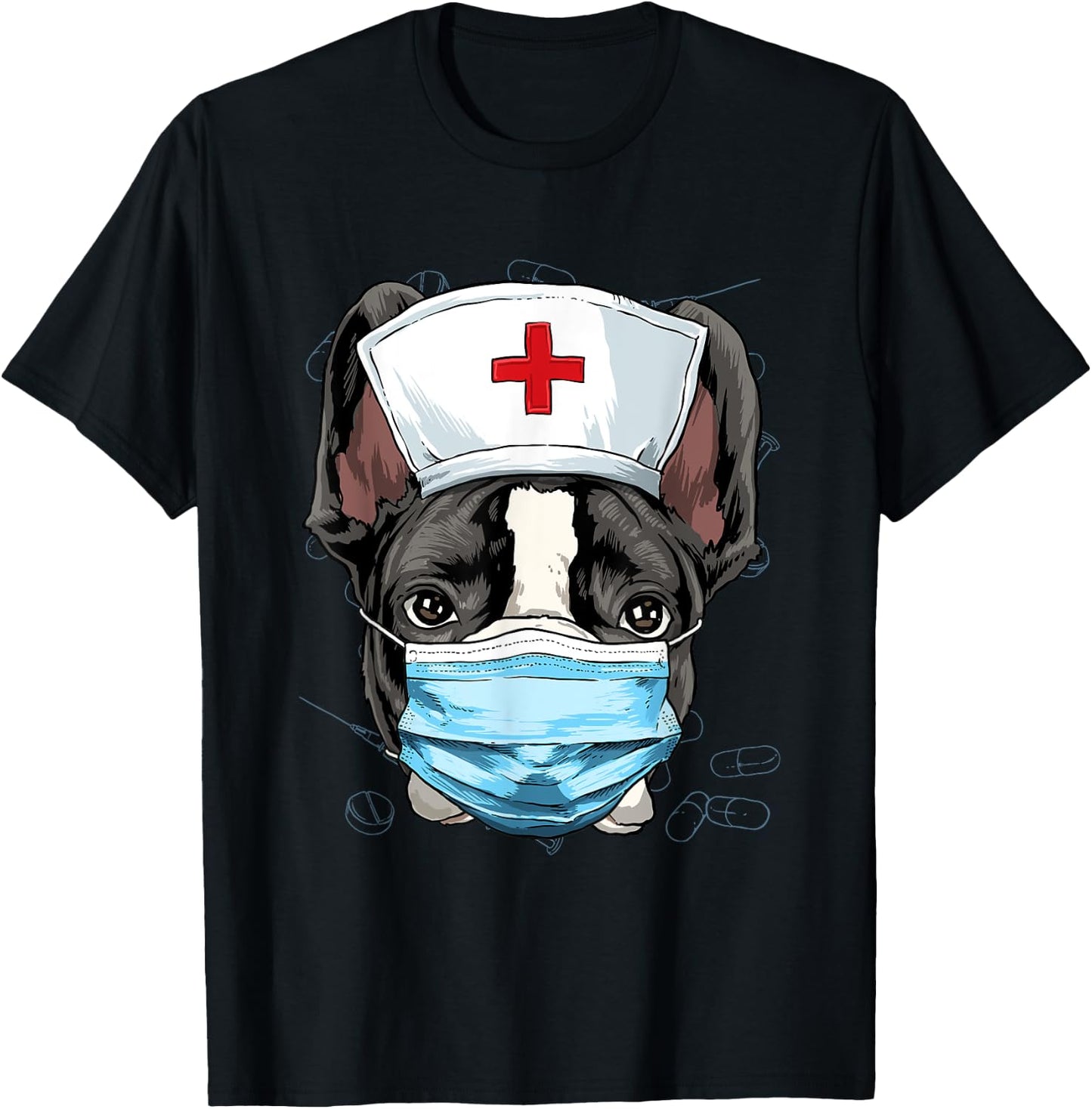 Hospital French Bulldog ER Nurse RN LPN Nurse Life Dog Lover T-Shirt - T-Shirt | Black