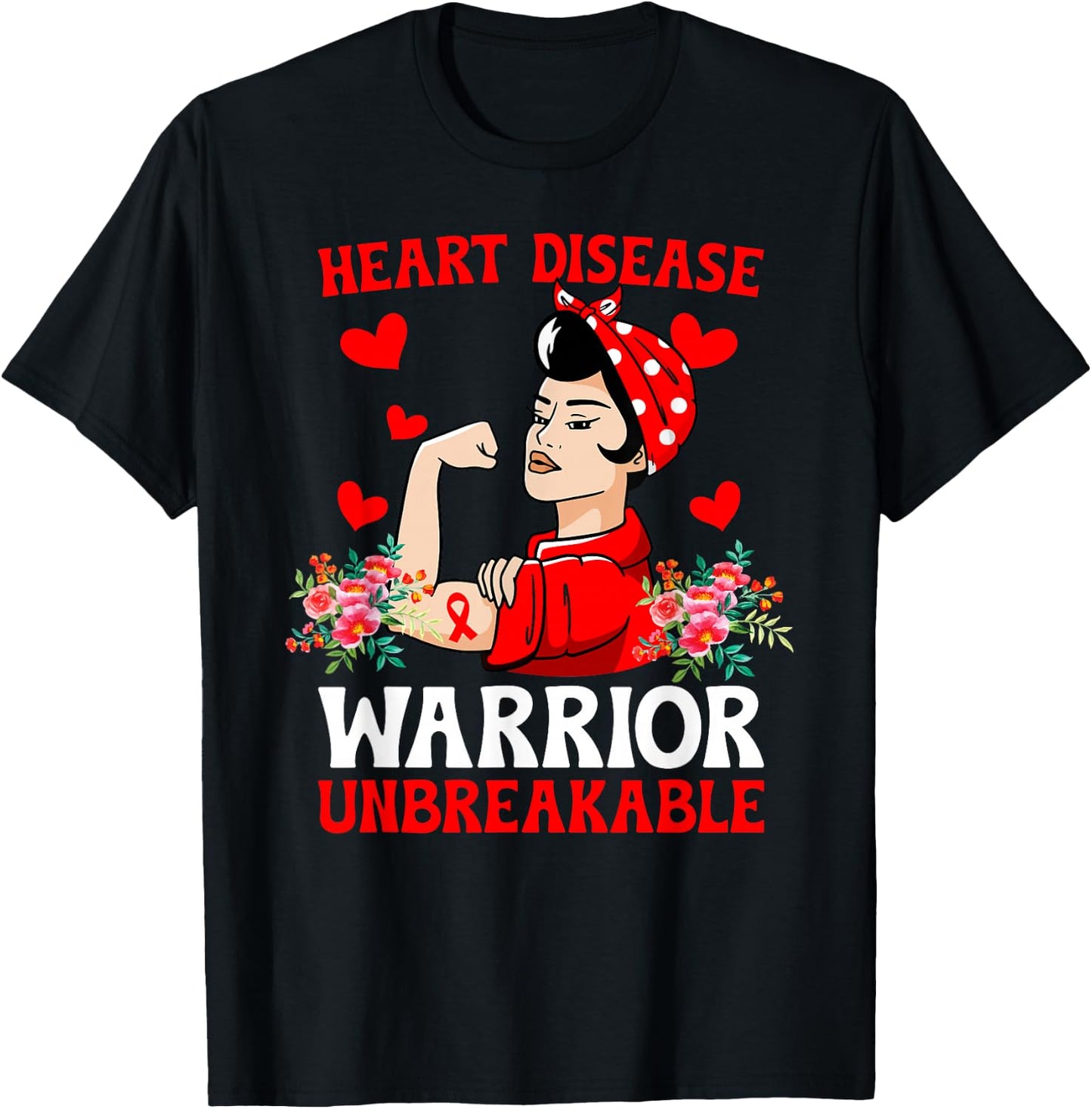 Heart Disease Warrior Unbreakable Heart Disease Awareness T-Shirt - T-Shirt | Black