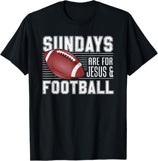 Sundays Are For Jesus & Football Draft Day Fantasy Football T-Shirt - T-Shirt | Black