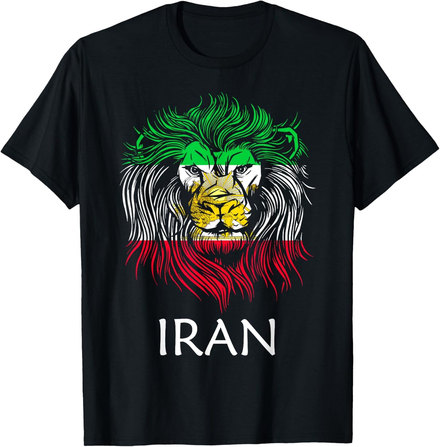 Iranian Lion Head Flag Iran T-Shirt - T-Shirt | Black