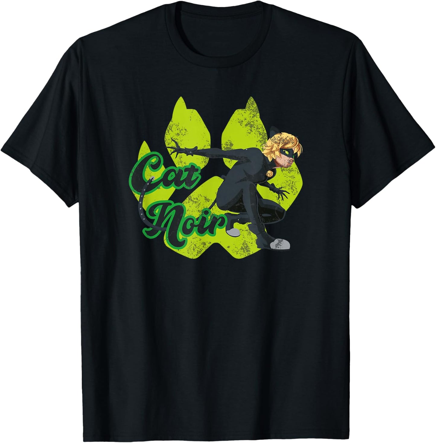 Miraculous Ladybug Vintage Collection with Cat Noir paw T-Shirt - T-Shirt | Black