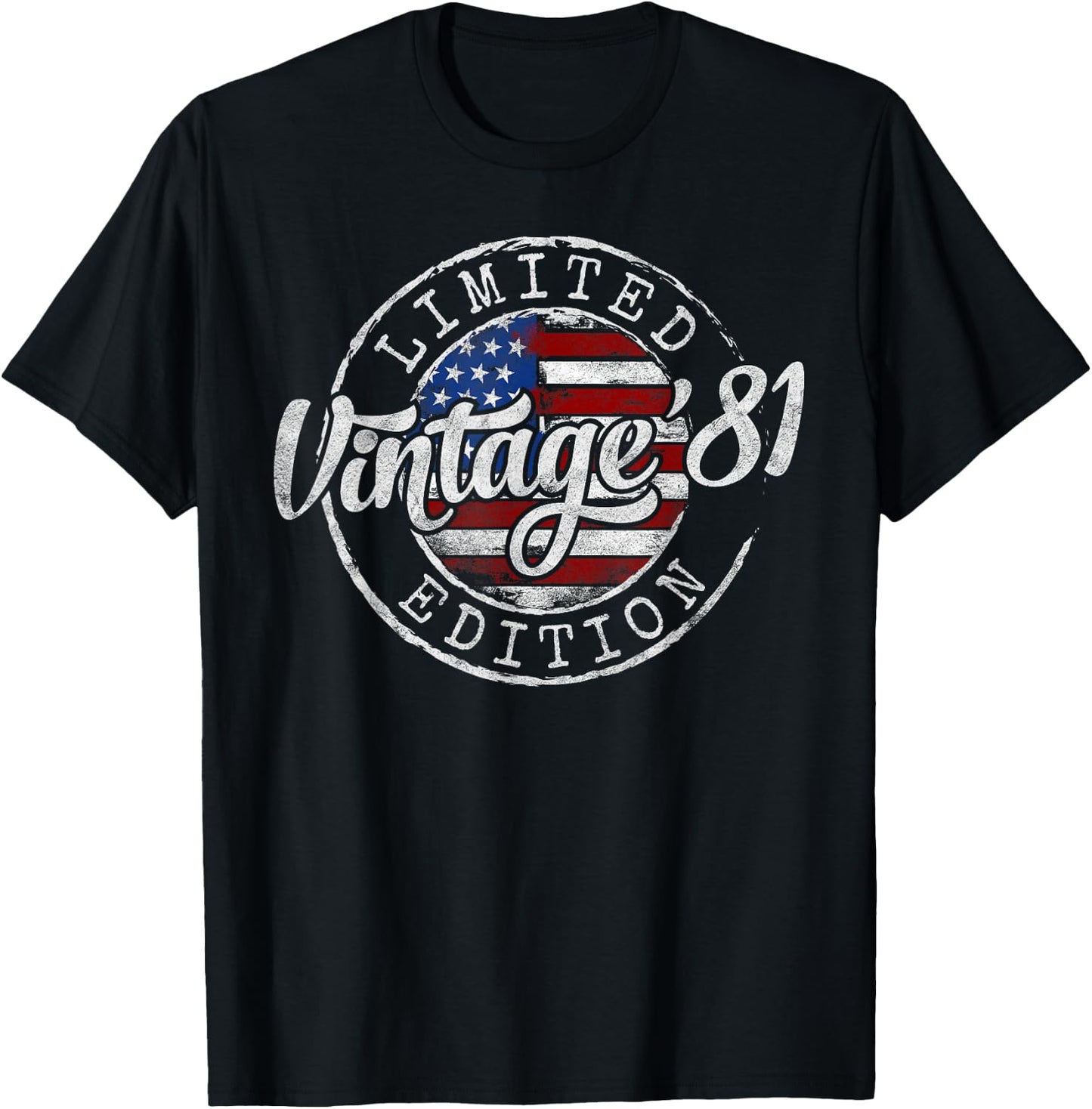 Vintage 1981 44th Birthday Gifts Women 44 Year Old T-Shirt - T-Shirt | Black