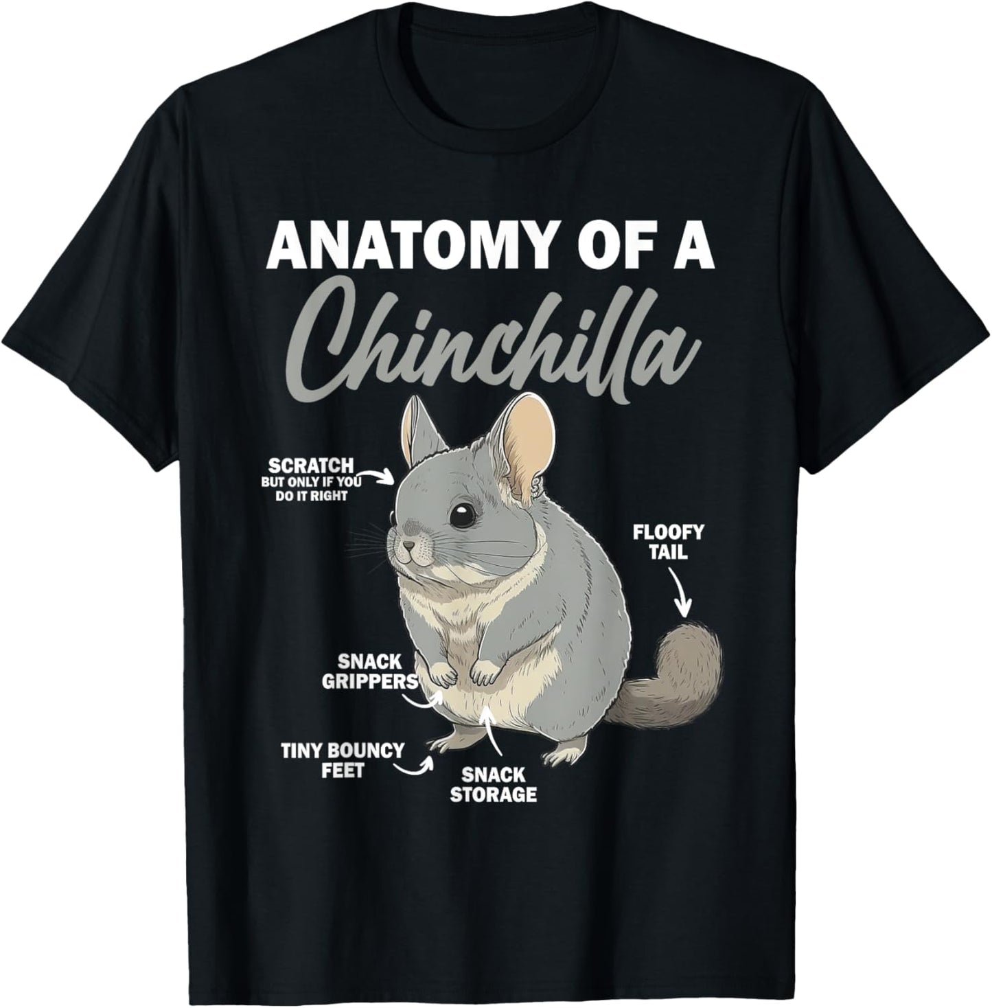 Anatomy Of A Chinchilla Shirt Chinchilla Mom Funny T-Shirt - T-Shirt | Black