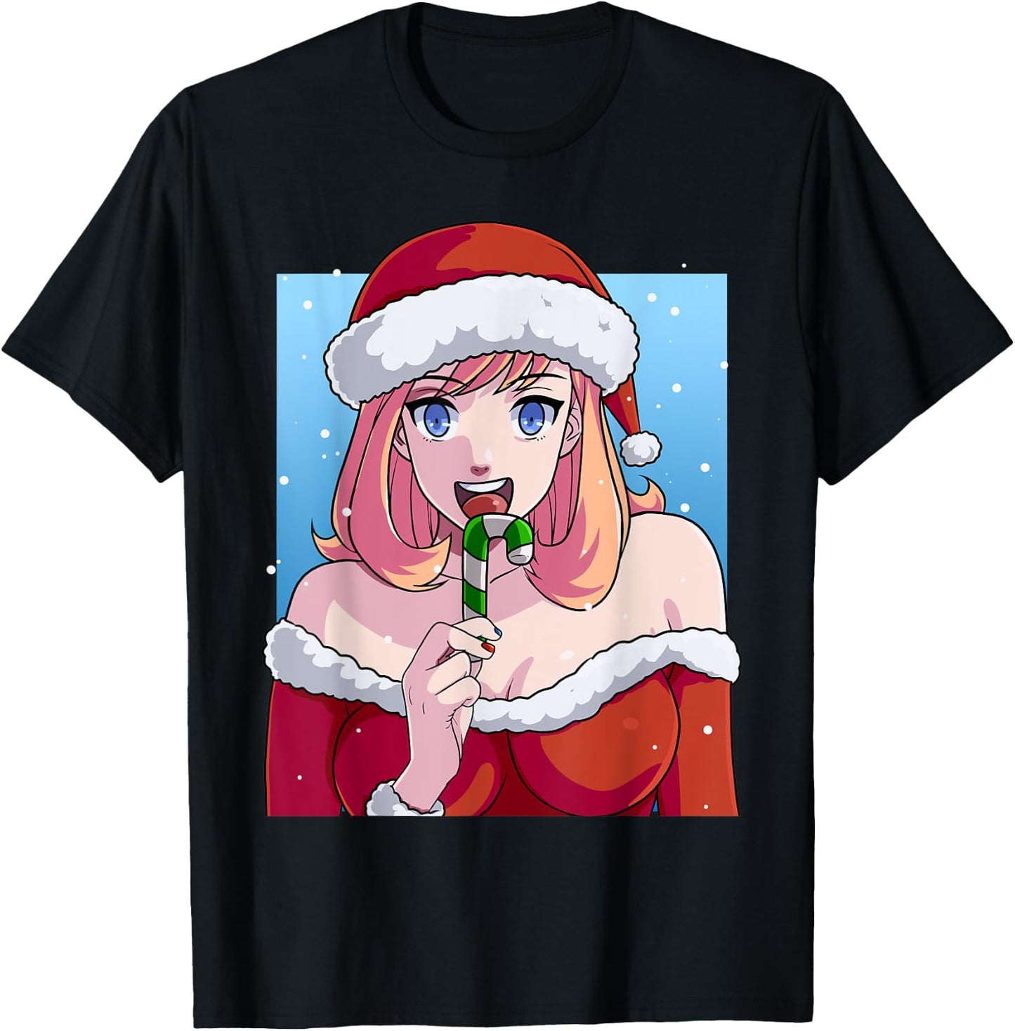 Mrs. Santa Claus Sexy Anime Babe Christmas Xmas T-Shirt - T-Shirt | Black