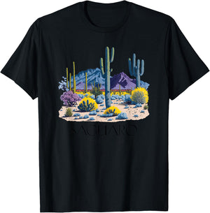 Cool Saguaro National Park Hiking Watercolor Graphic T-Shirt - T-Shirt | Black