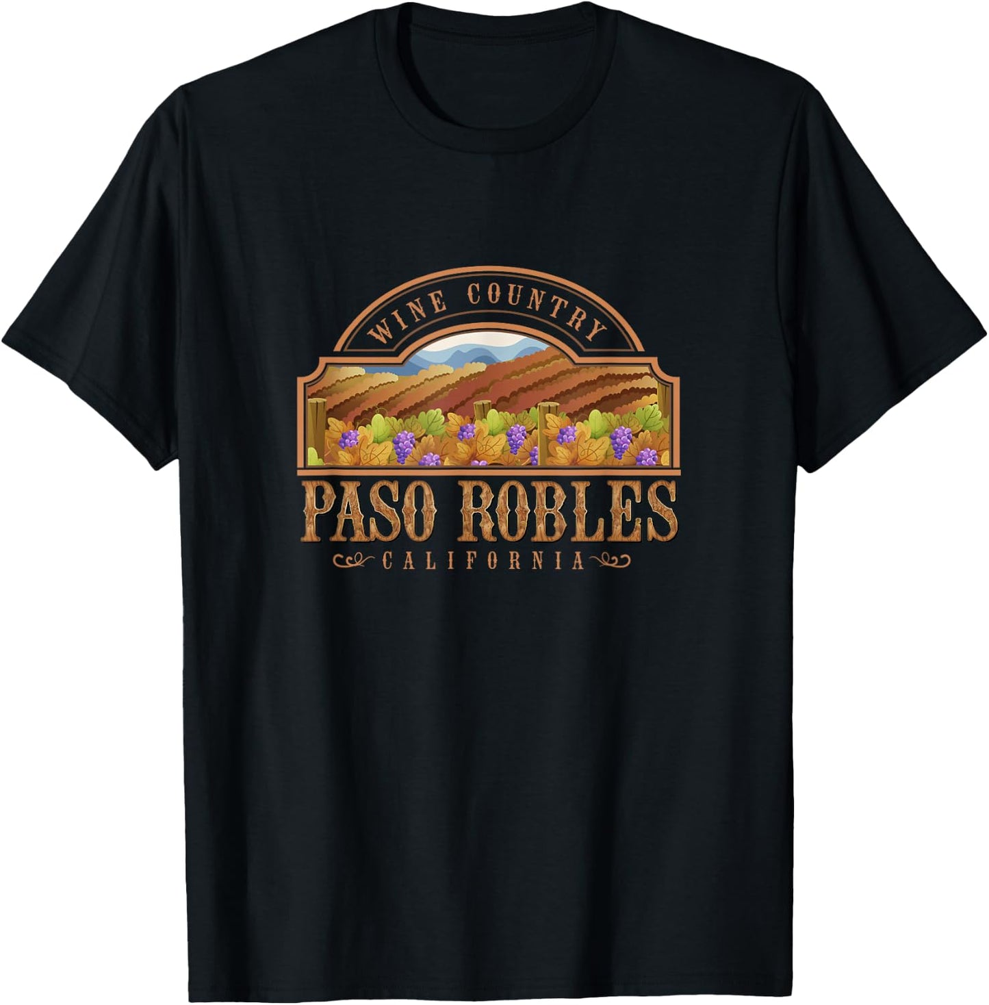 Paso Robles California USA Wine Country Wine Tasting Winery T-Shirt - T-Shirt | Black