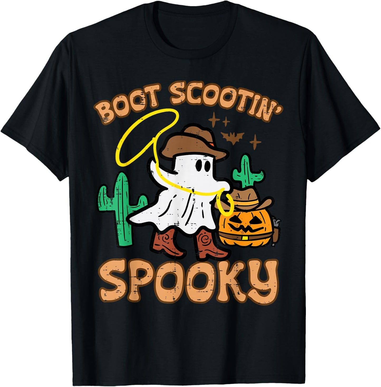 Boot Scootin' Spooky Ghost Cowboy Funny Halloween Men Women T-Shirt - T-Shirt | Black