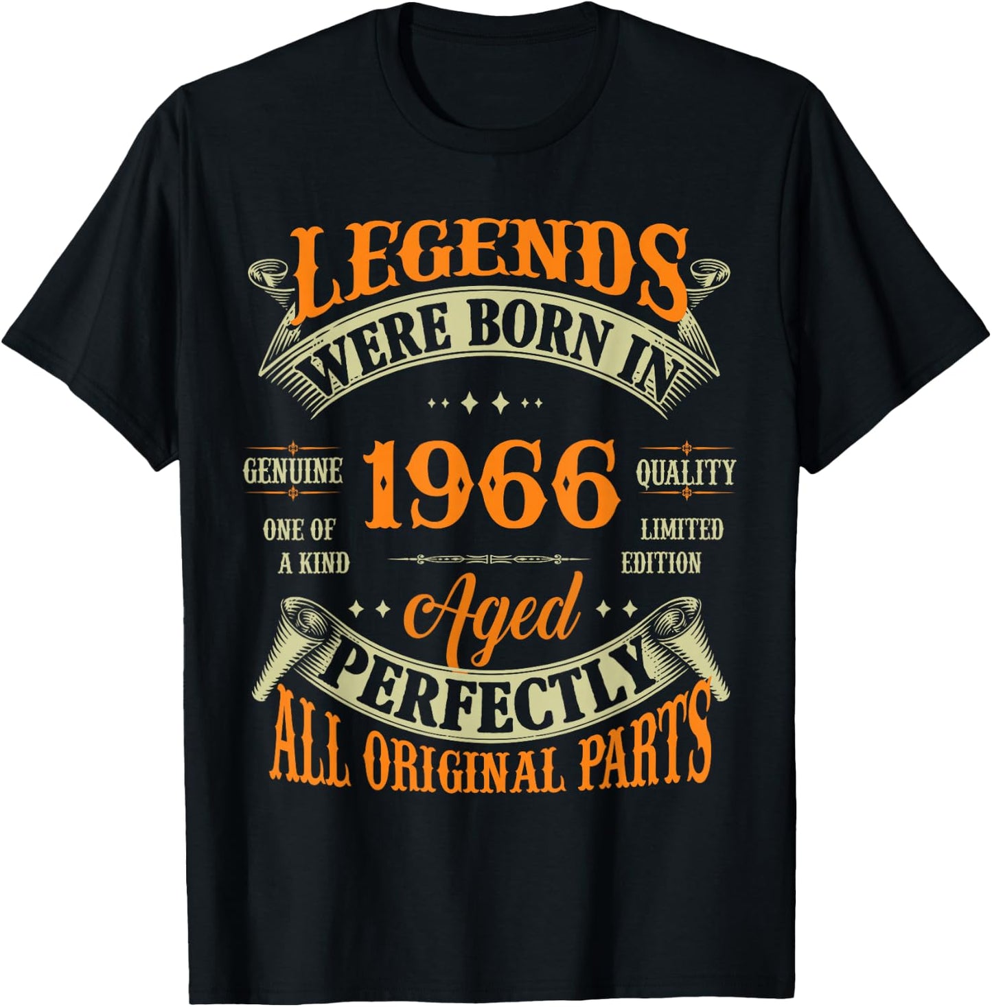 Vintage Legend Born In 1966 60th Birthday 60 Years Old T-Shirt - T-Shirt | Black