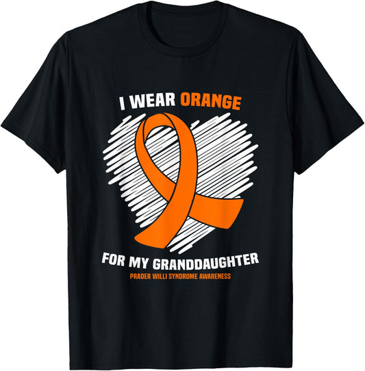 I Wear Orange Granddaughter Prader Willi Syndrome Awareness T-Shirt - T-Shirt | Black