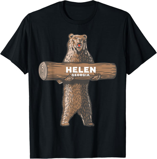 Helen Georgia GA Growling Bear Vacation Souvenir T-Shirt - T-Shirt | Black
