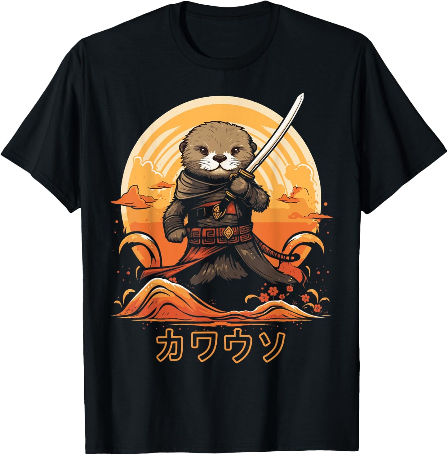 Cool Samurai Otter For Boys Girls Ninja Sea Otter Lover T-Shirt - T-Shirt | Black