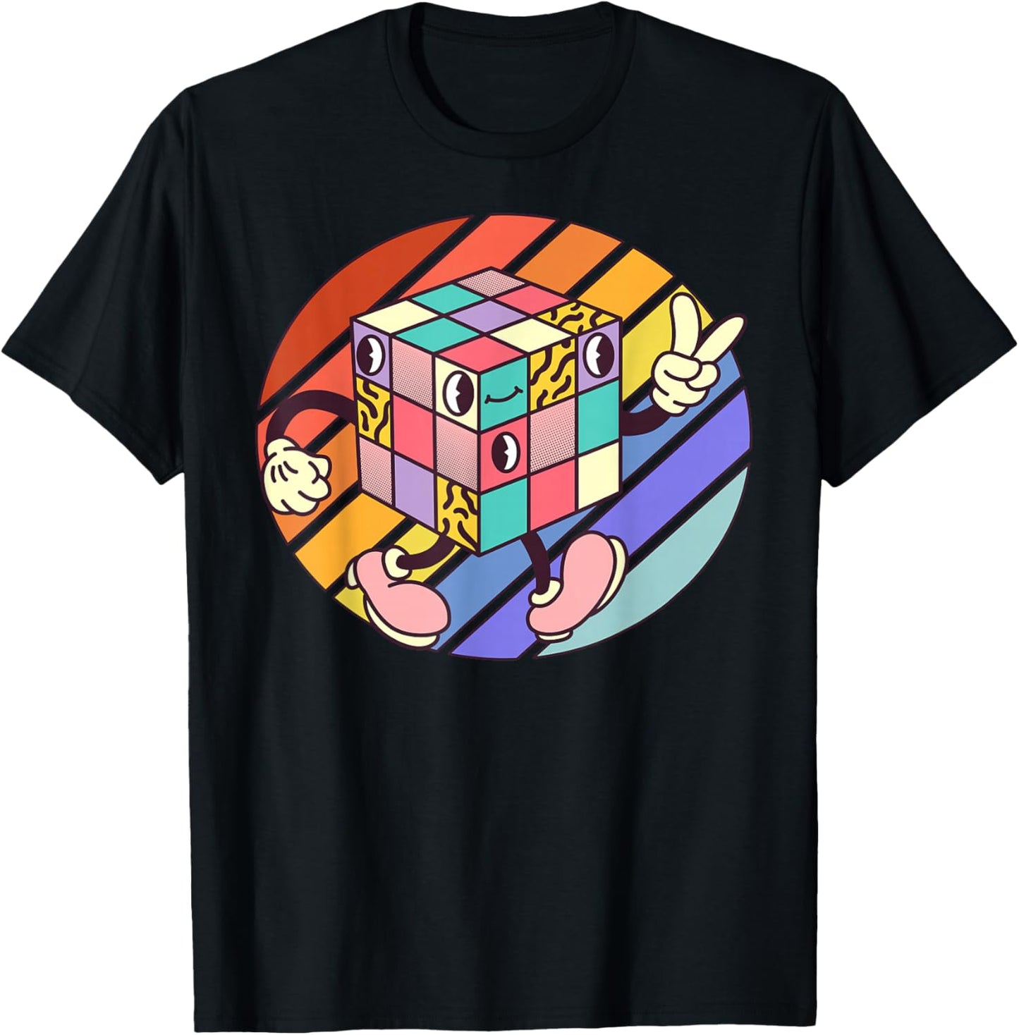 Rubik's Cube Comic Design T-Shirt - T-Shirt | Black