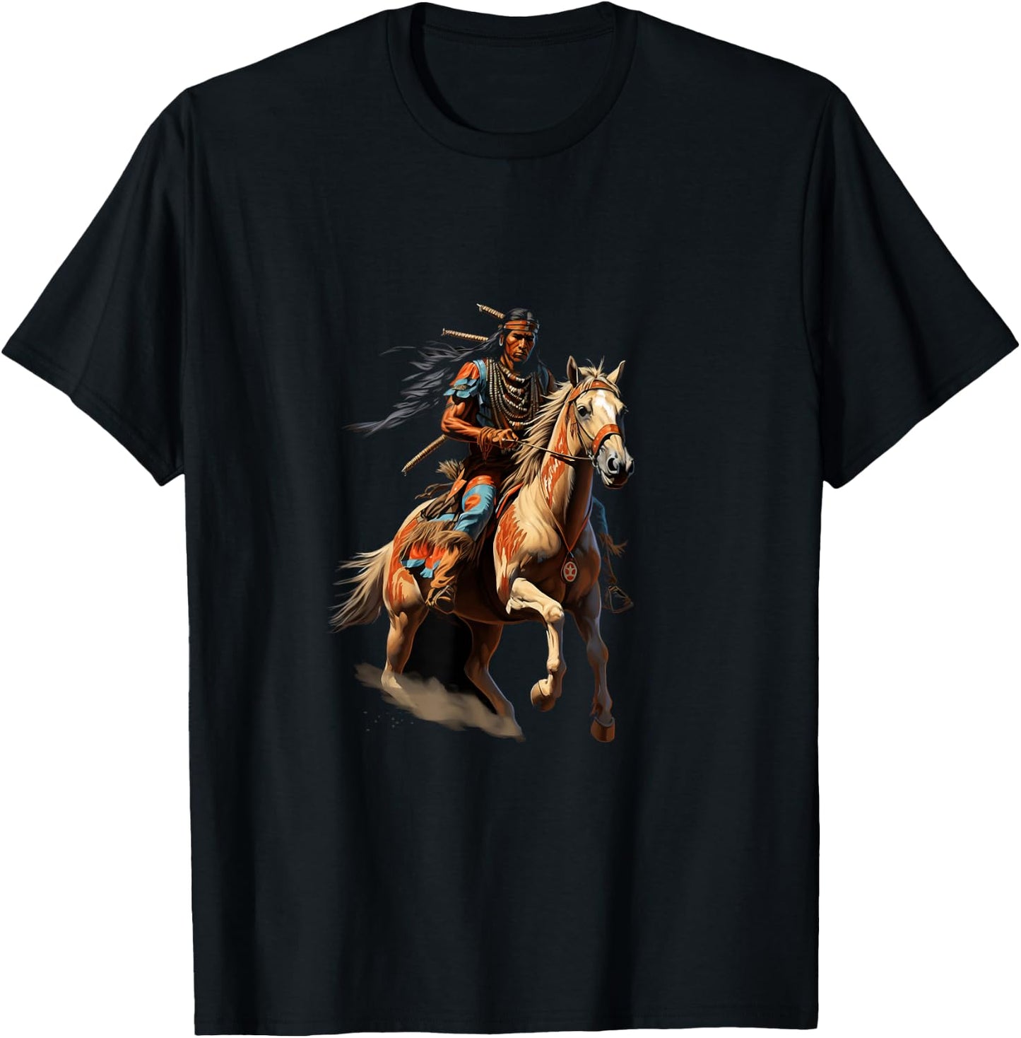 Indian Warrior Chief Indian Horse T-Shirt - T-Shirt | Black