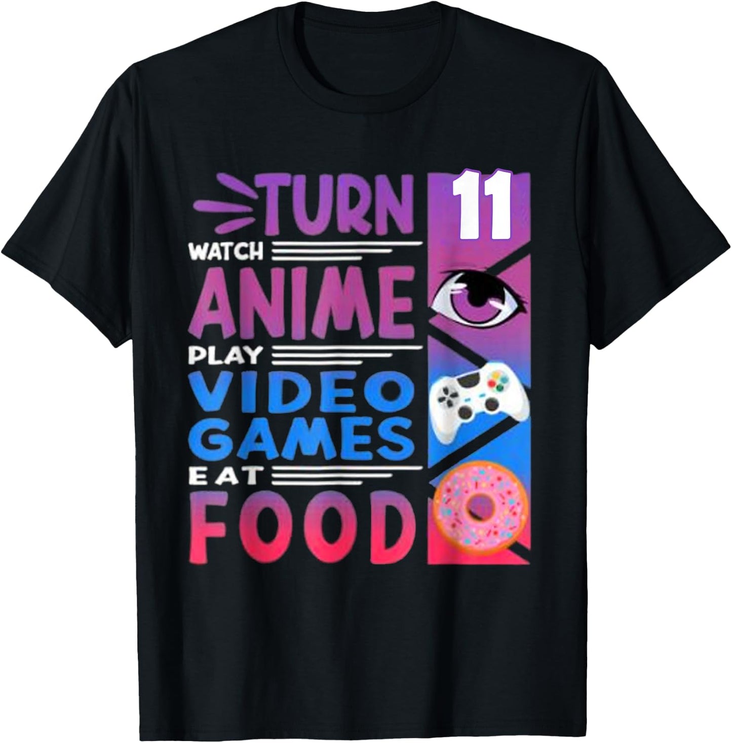 11th Birthday Anime Gamer T-Shirt - T-Shirt | Black
