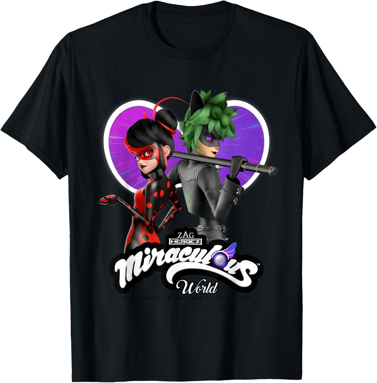 Miraculous Ladybug Cat Noir Tales of Shadybug and Claw Noir T-Shirt - T-Shirt | Black