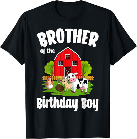 Brother Of The Birthday Boy Farm Animal Bday Party T-Shirt - T-Shirt | Black