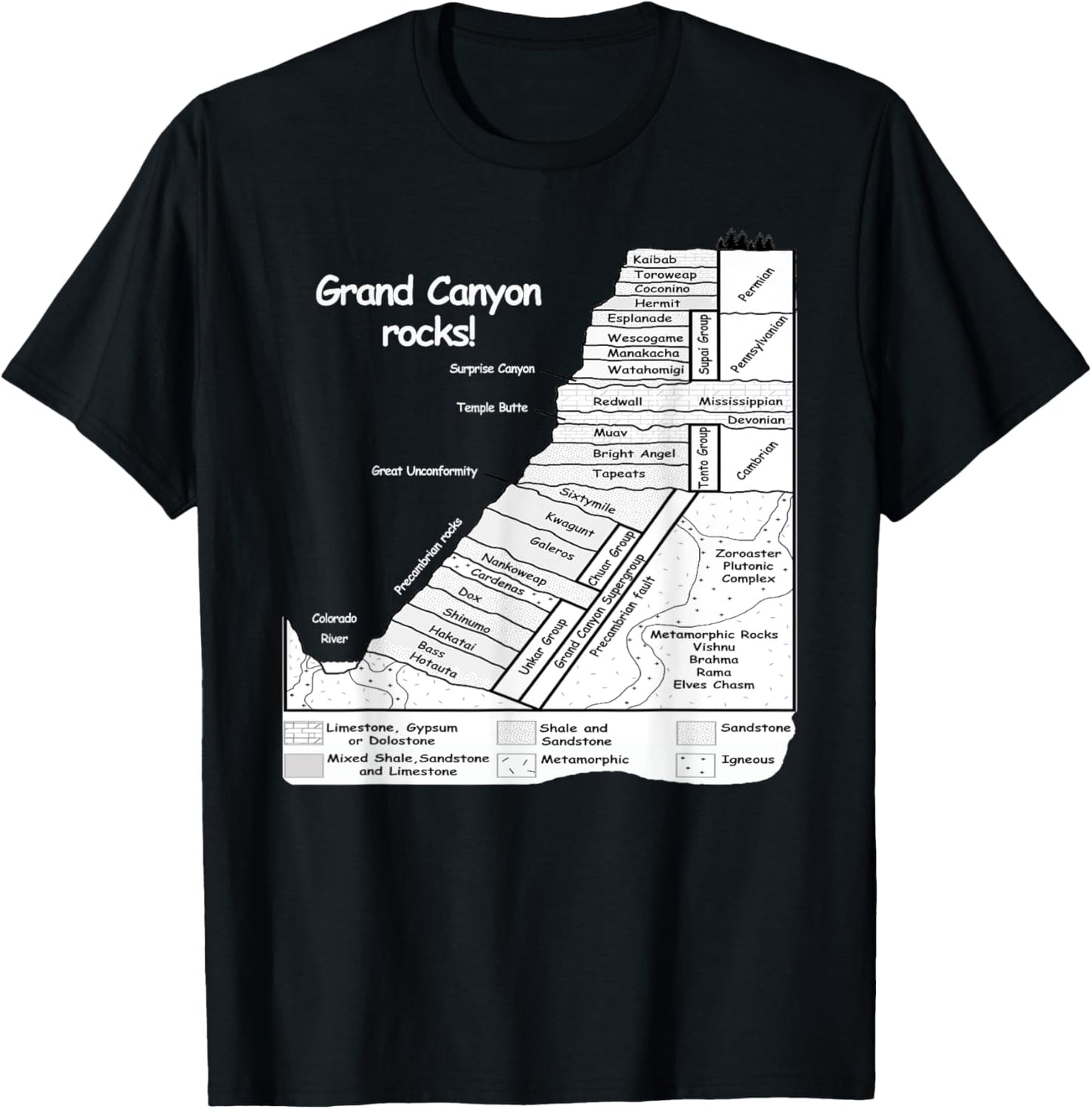 Grand Canyon Rocks! Geology of Grand Canyon. T-Shirt - T-Shirt | Black