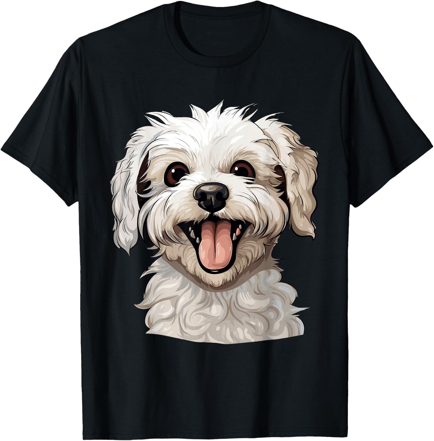 Cute Maltipoo Face Dog Lover Mom Pet Puppy Owner Print Art T-Shirt - T-Shirt | Black