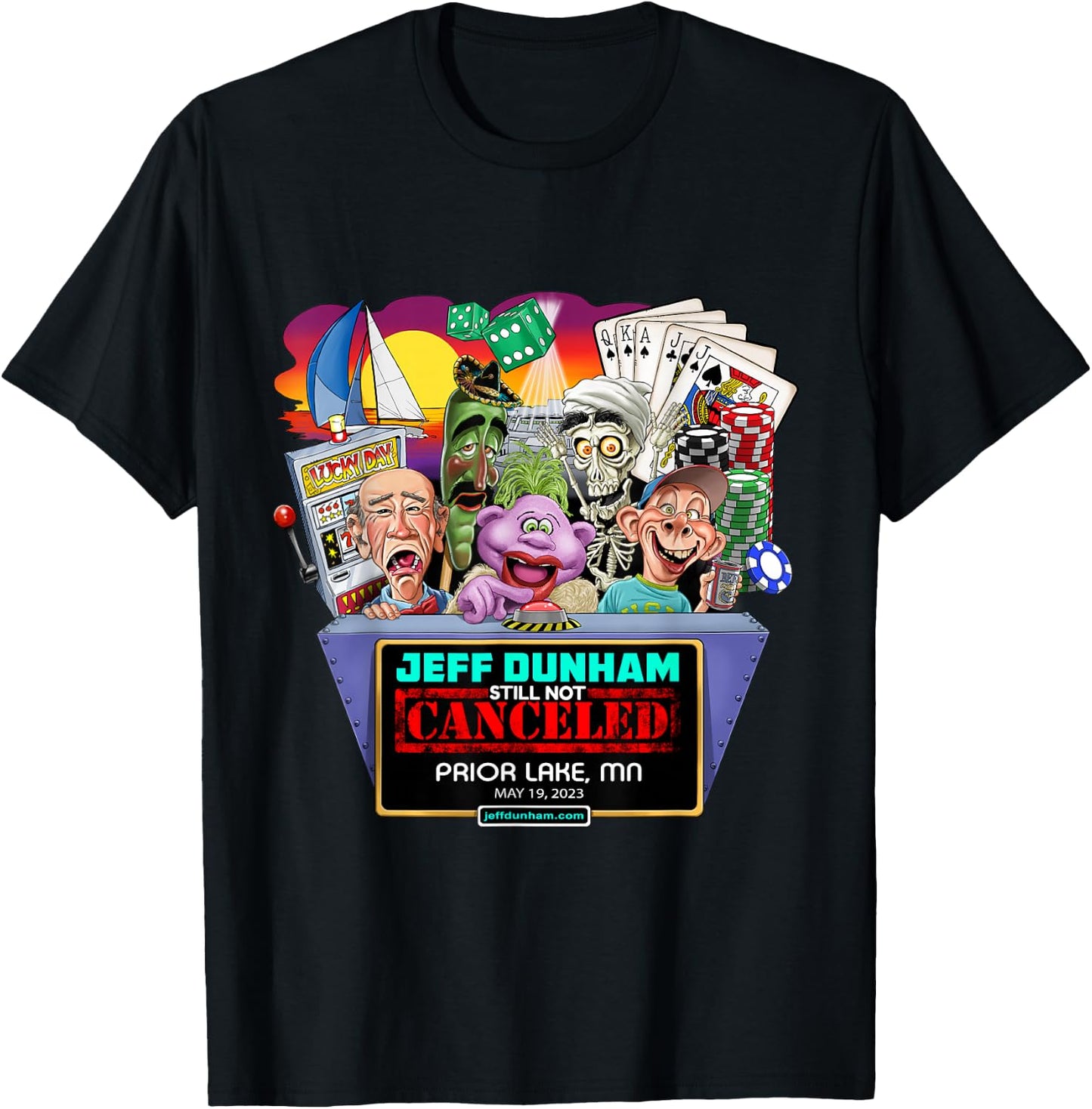 Jeff Dunham Prior Lake, MN (2023) T-Shirt - T-Shirt | Black