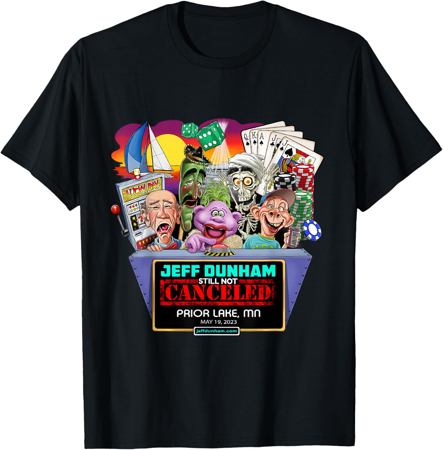 Jeff Dunham Prior Lake, MN (2023) T-Shirt - T-Shirt | Black