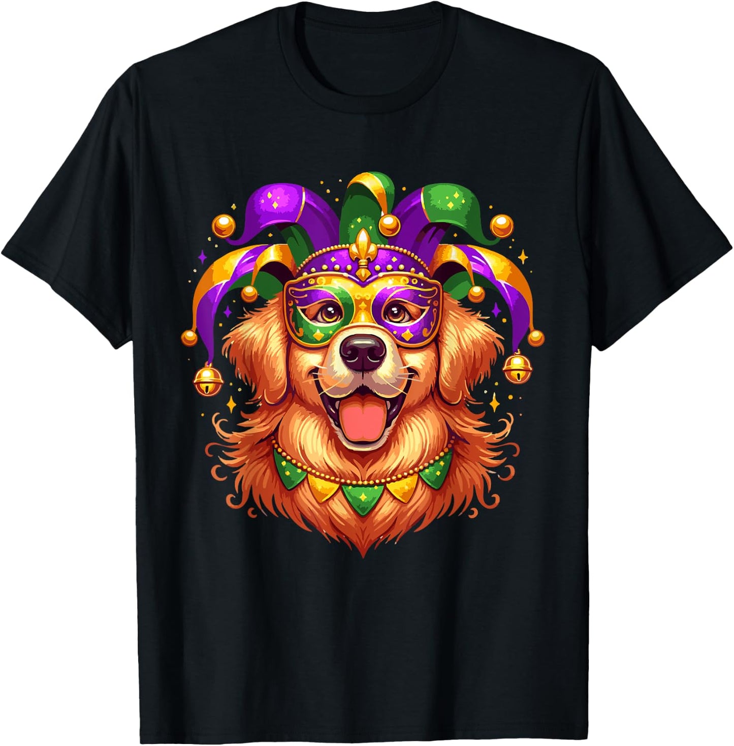 Golden Retriever Dog Costume Outfit Women Men Mardi Gras T-Shirt - T-Shirt | Black