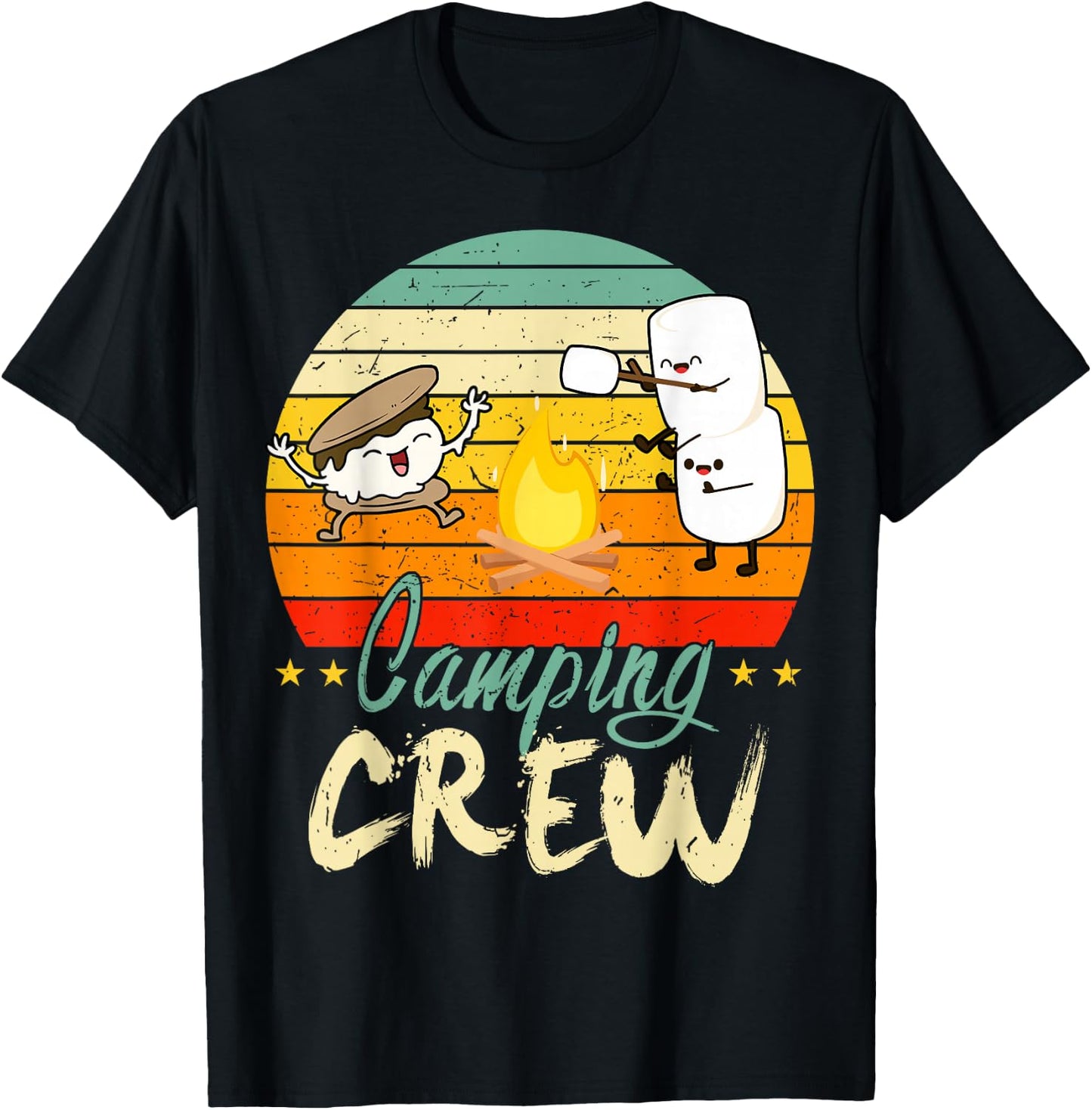 Kid Camping Crew Toddler Boy Women Family Funny Happy Camper T-Shirt - T-Shirt | Black