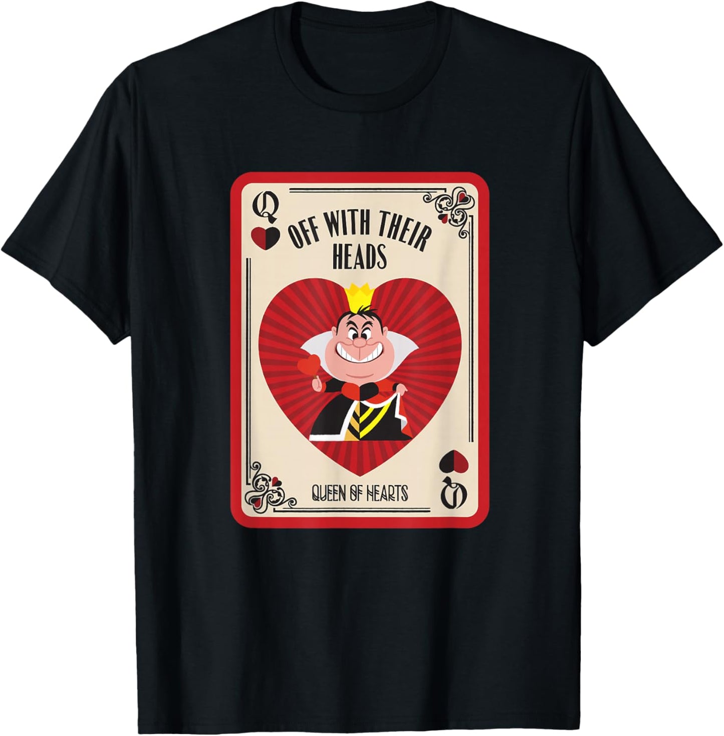 Disney Villains The Queen of Hearts Off with Their Heads Small T-Shirt - T-Shirt | Black