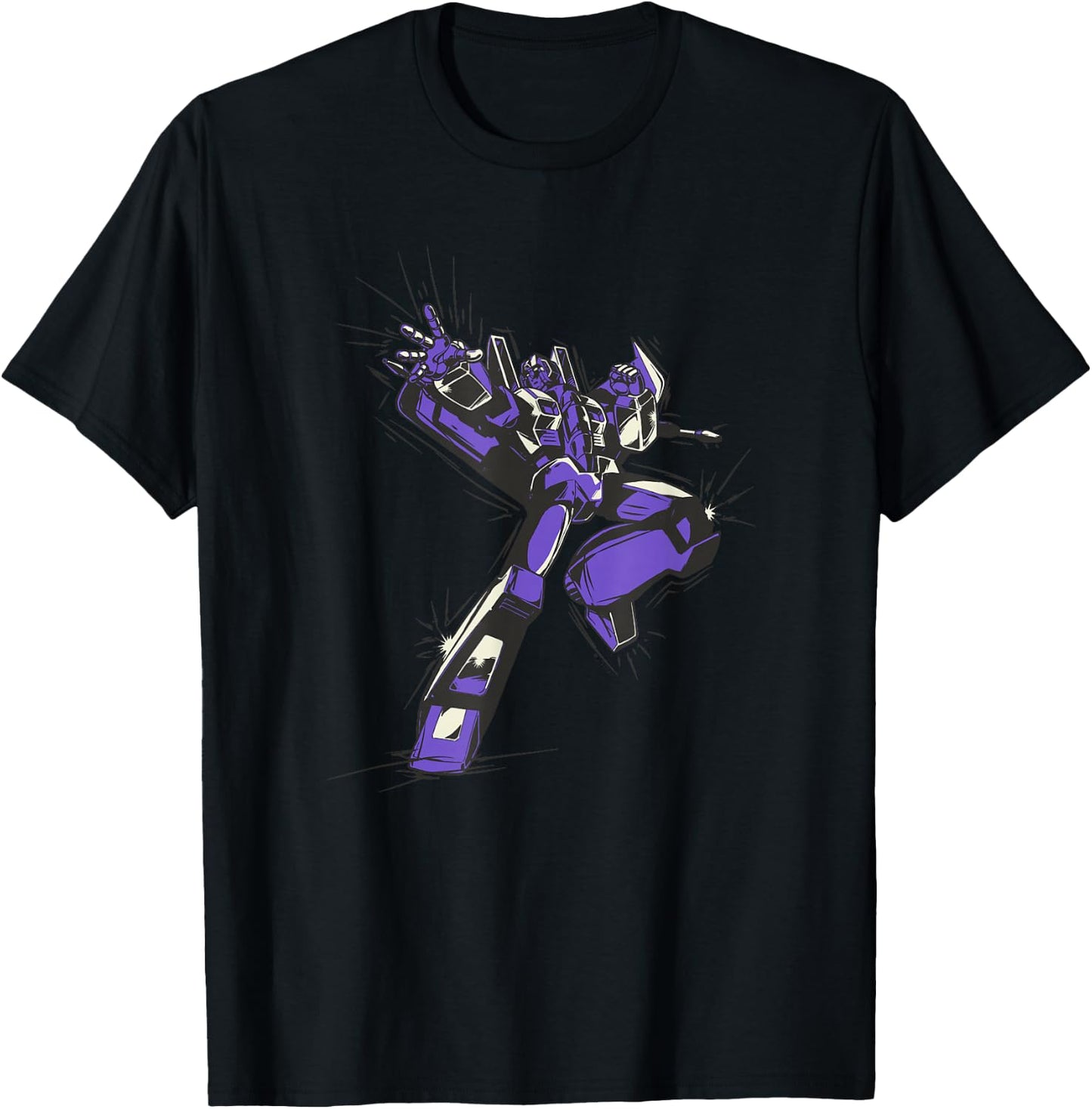 Transformers Starscream Battle Pose Japanese Comic Style T-Shirt - T-Shirt | Black