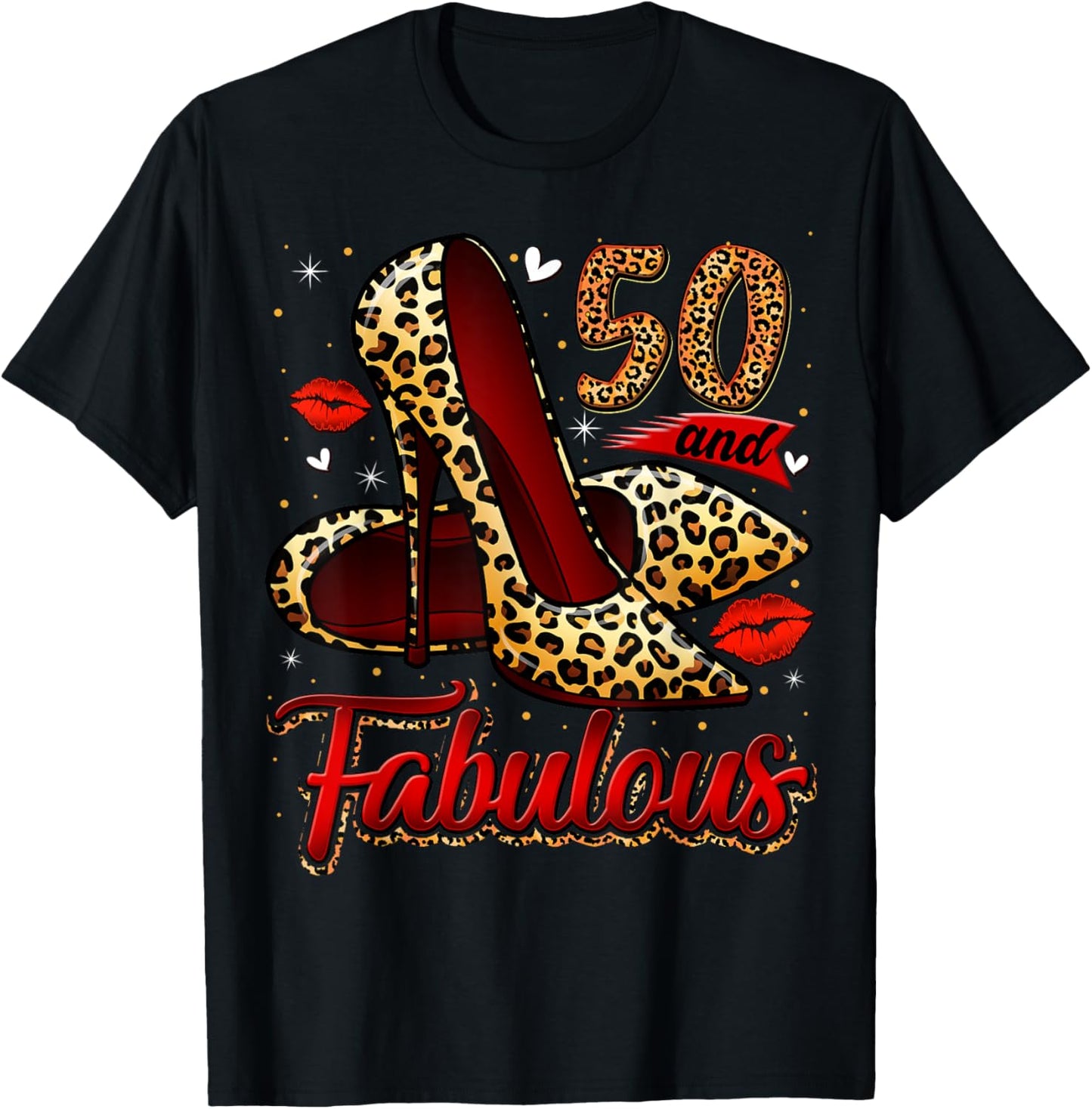 50 and Fabulous High Heels Stepping Into My 50th Birthday T-Shirt - T-Shirt | Black