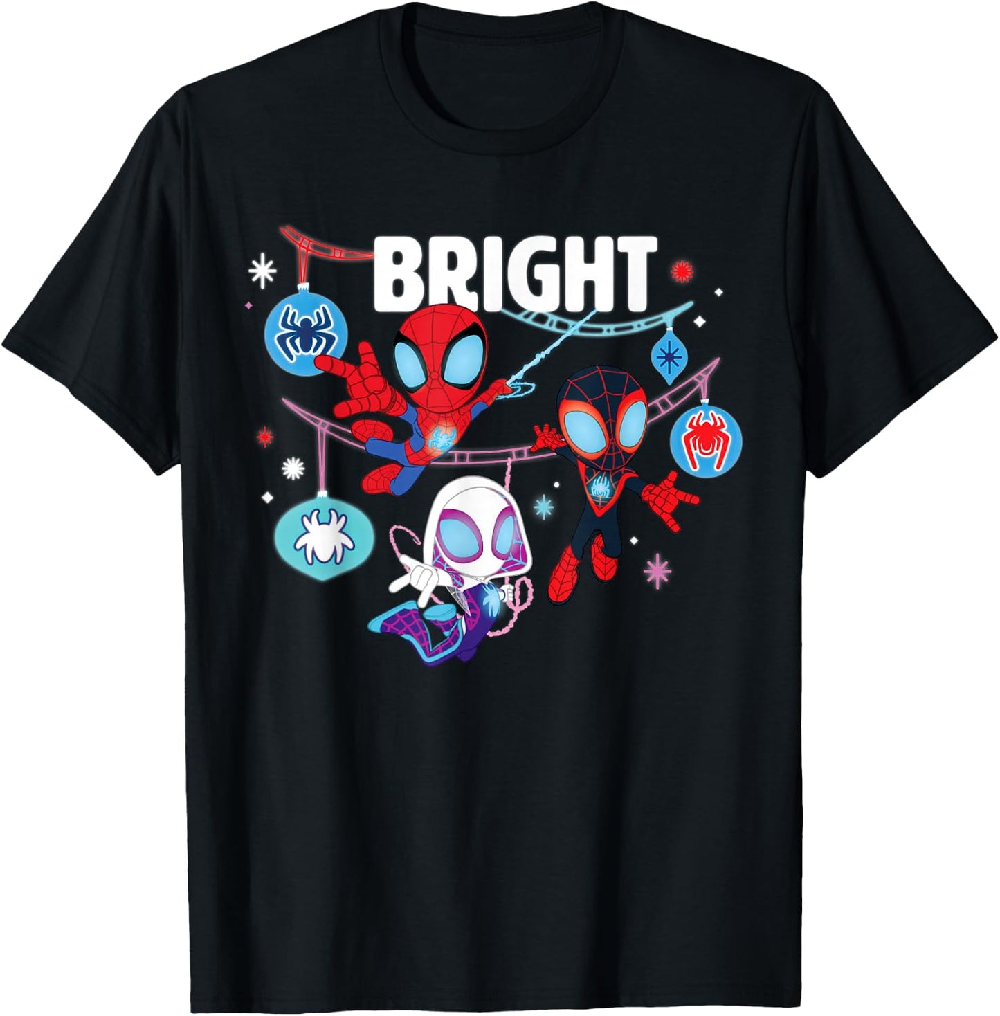 Marvel Spidey and His Amazing Friends Bright Christmas T-Shirt - T-Shirt | Black