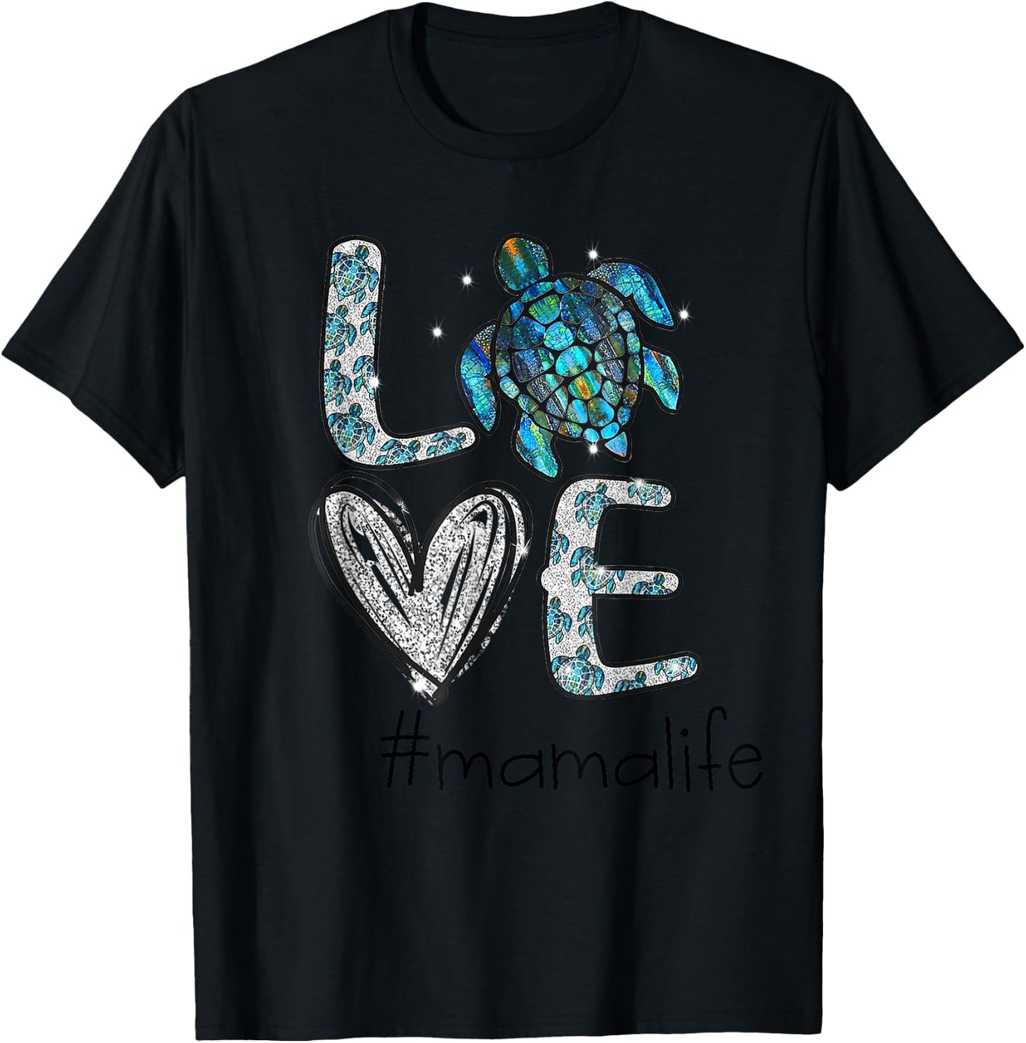 Mom Turtle - Love Mama Life Sea Turtle T-Shirt - T-Shirt | Black