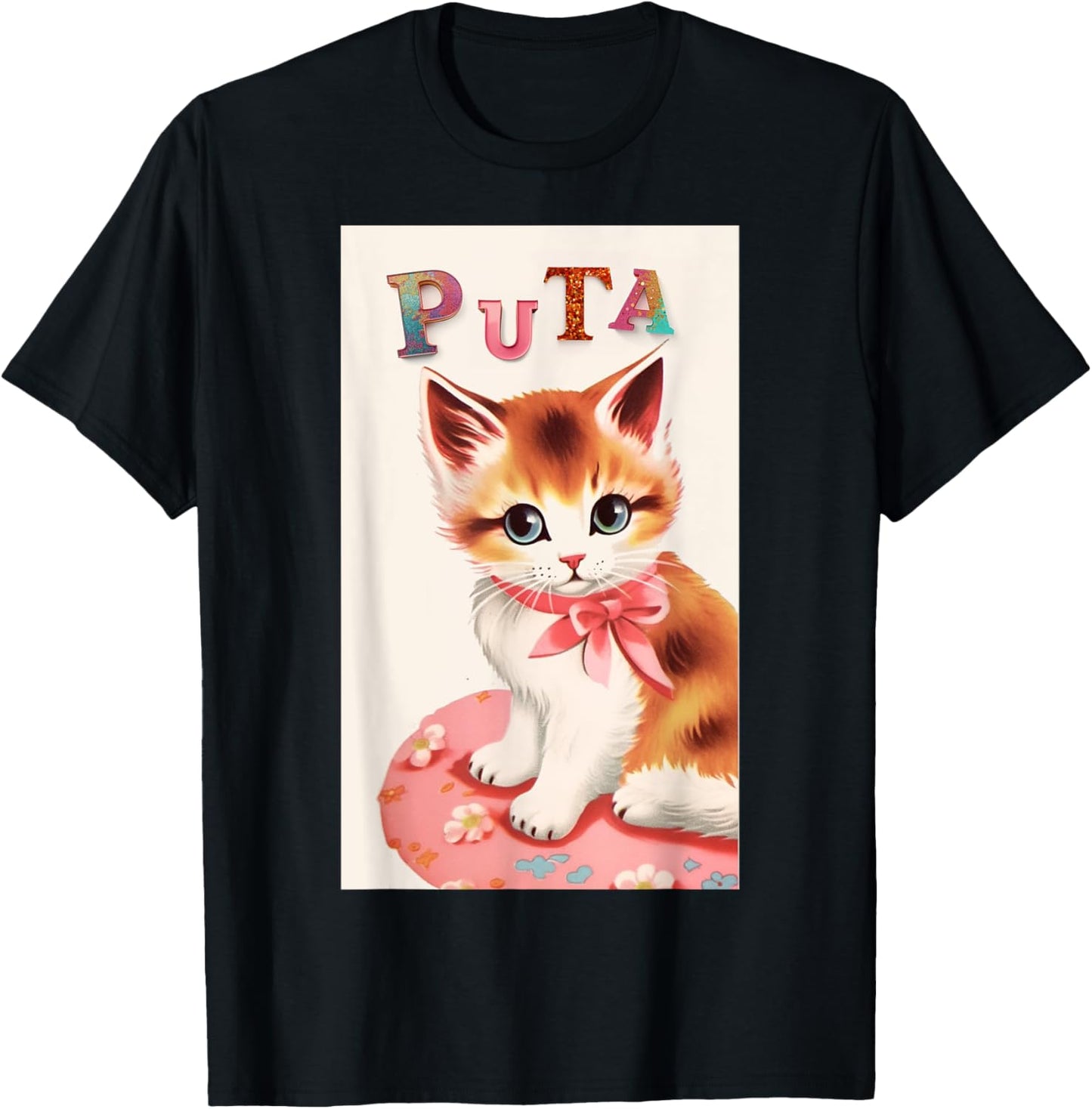 Weirdcore | Oddly specific | Weird Funny Cat Meme | Puta Men Women T-Shirt - T-Shirt | Black
