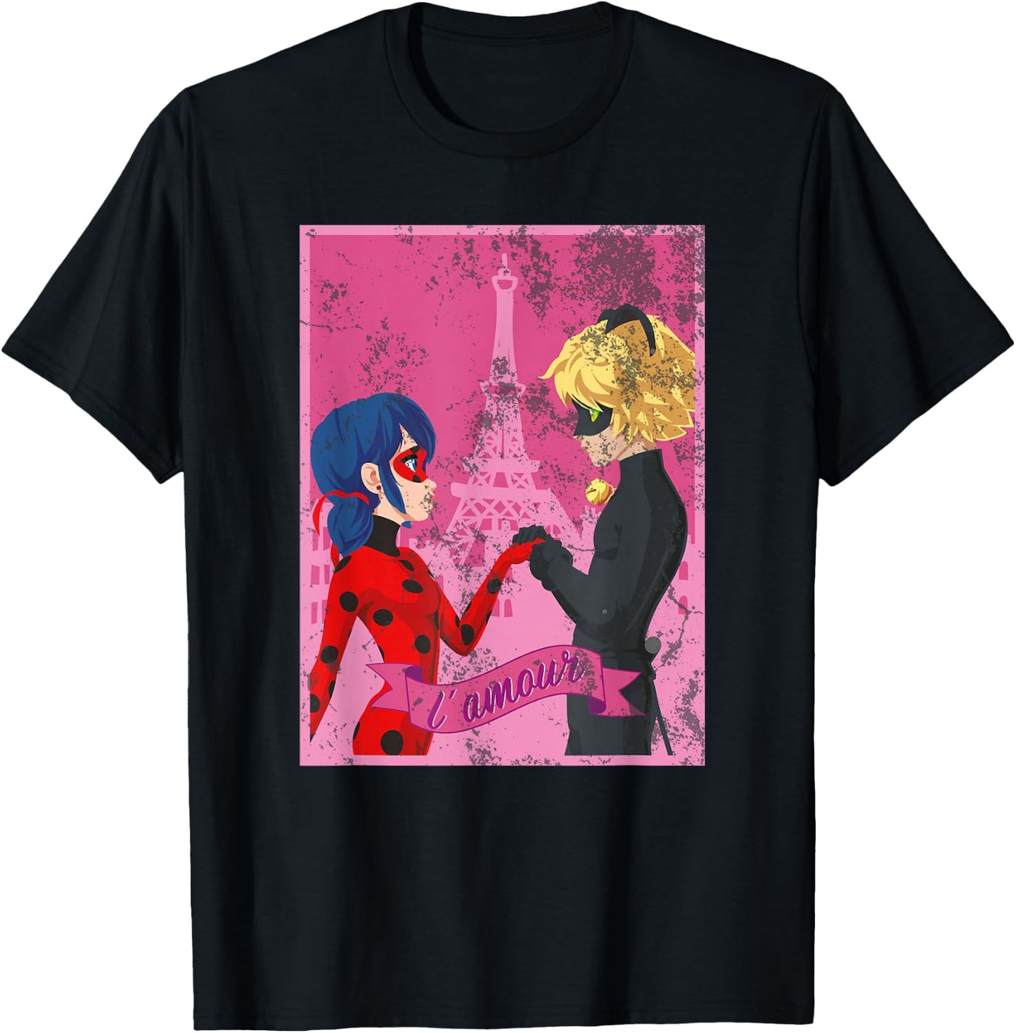 Miraculous Ladybug Vintage Collection Paris Love Small T-Shirt - T-Shirt | Black
