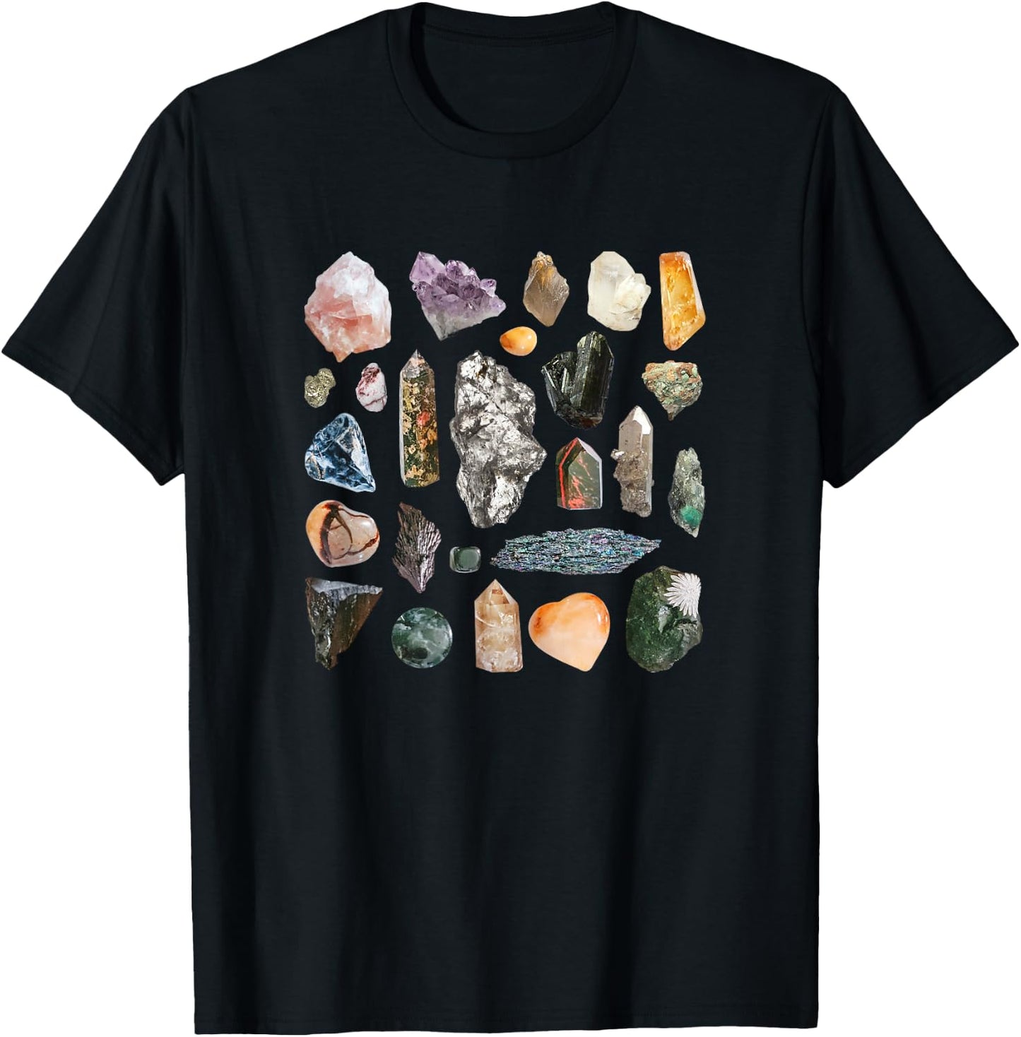 Crystals Rocks Minerals Gemstones Ores Goblincore Aesthetic T-Shirt - T-Shirt | Black