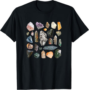 Crystals Rocks Minerals Gemstones Ores Goblincore Aesthetic T-Shirt - T-Shirt | Black