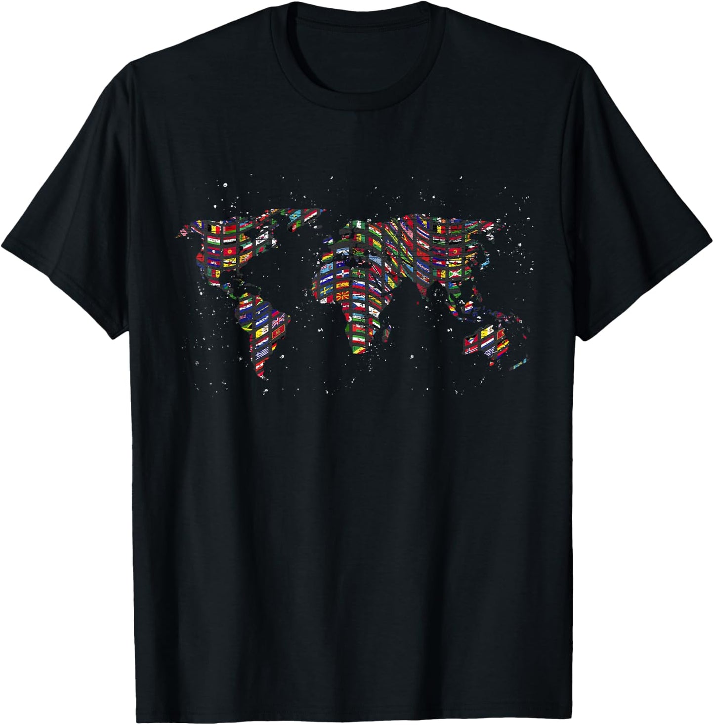 Map Travel Globe International Flags World Map T-Shirt - T-Shirt | Black