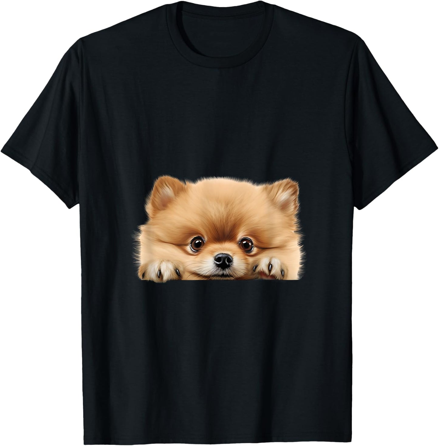 Pomeranian Lover - Dog Peeking T-Shirt - T-Shirt | Black
