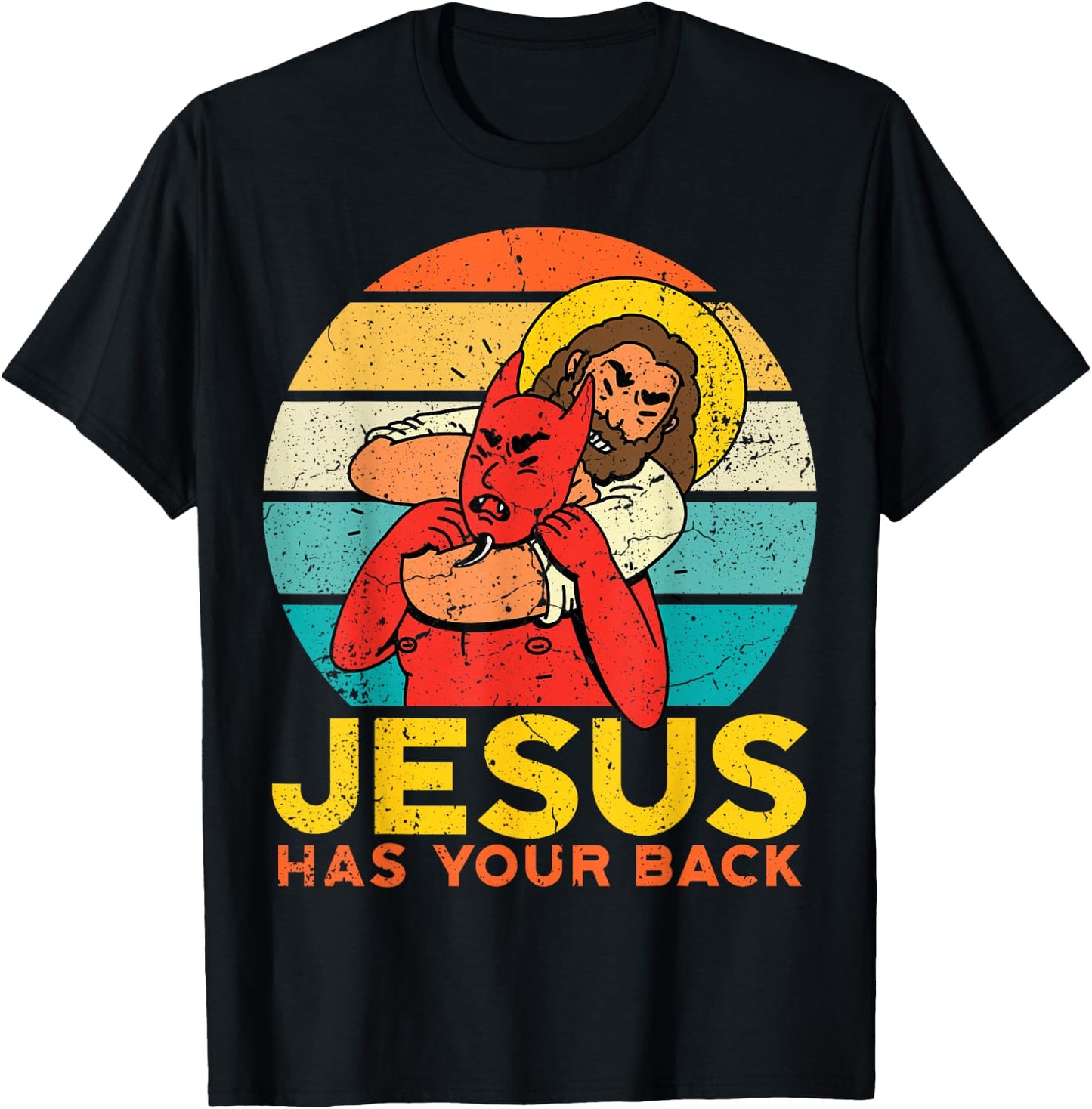 Jesus Has Your Back Jiu Jitsu Chokehold Funny Meme T-Shirt - T-Shirt | Black