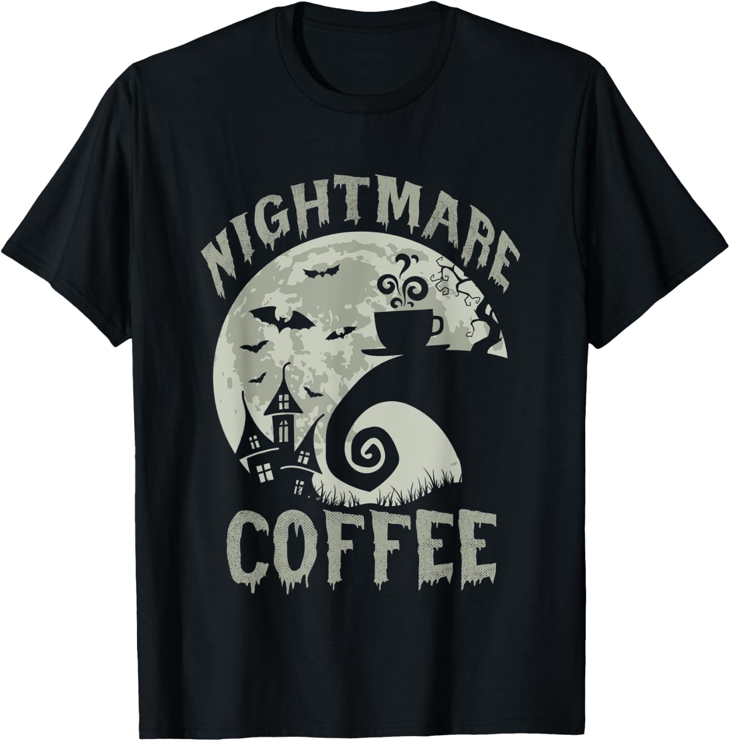 Halloween Nightmare Before Coffee Lovers Funny Spooky T-Shirt - T-Shirt | Black